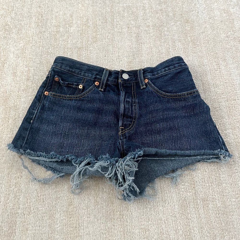 Levi's Dark Blue High Waist Denim Cutoff Shorts